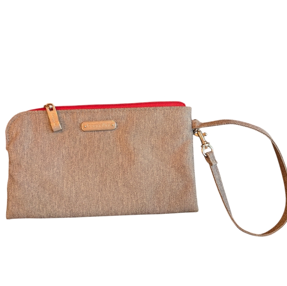 EUC, Baggallini Grey & Red RFID Wallet Wristlet Clutch